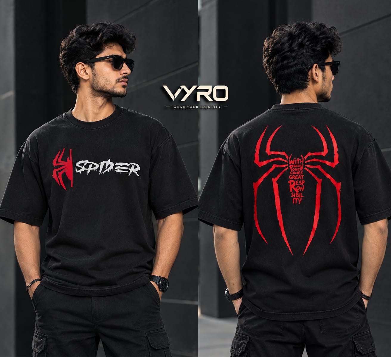 VYRO SPIDER oversized t-shirt in off white
