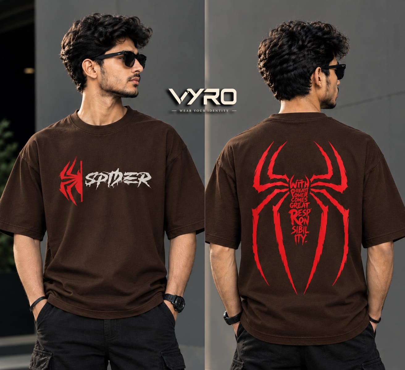 VYRO SPIDER oversized t-shirt in off white