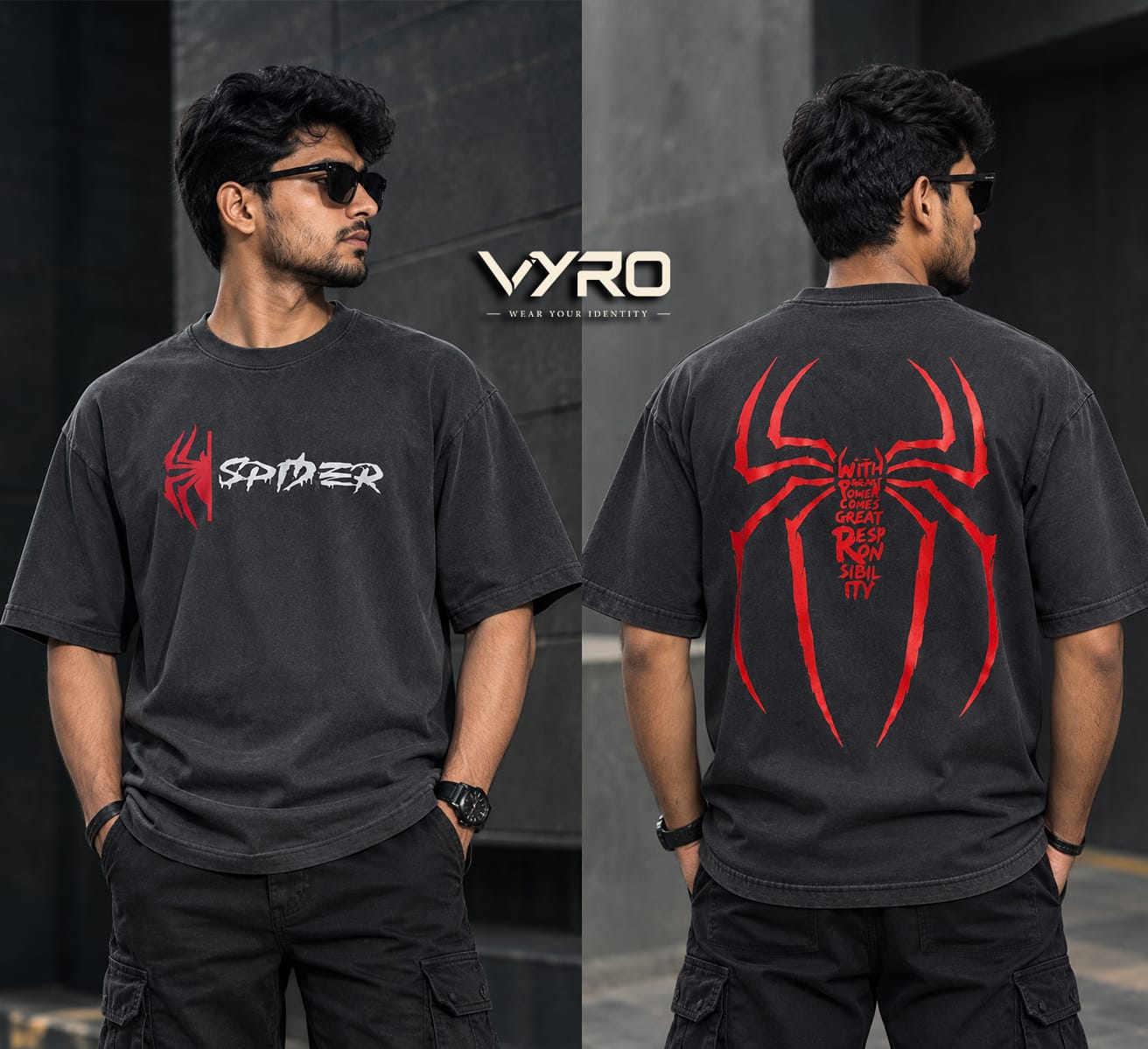 VYRO SPIDER oversized t-shirt in off white