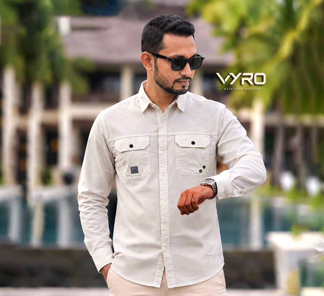 Premium Kaiser Cotton Double Pocket Full Sleeve Shirt